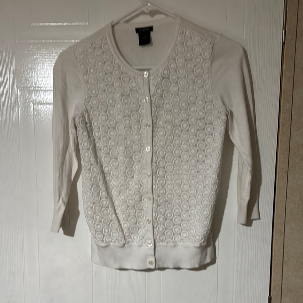 White Button-Up Cardigan Sweater